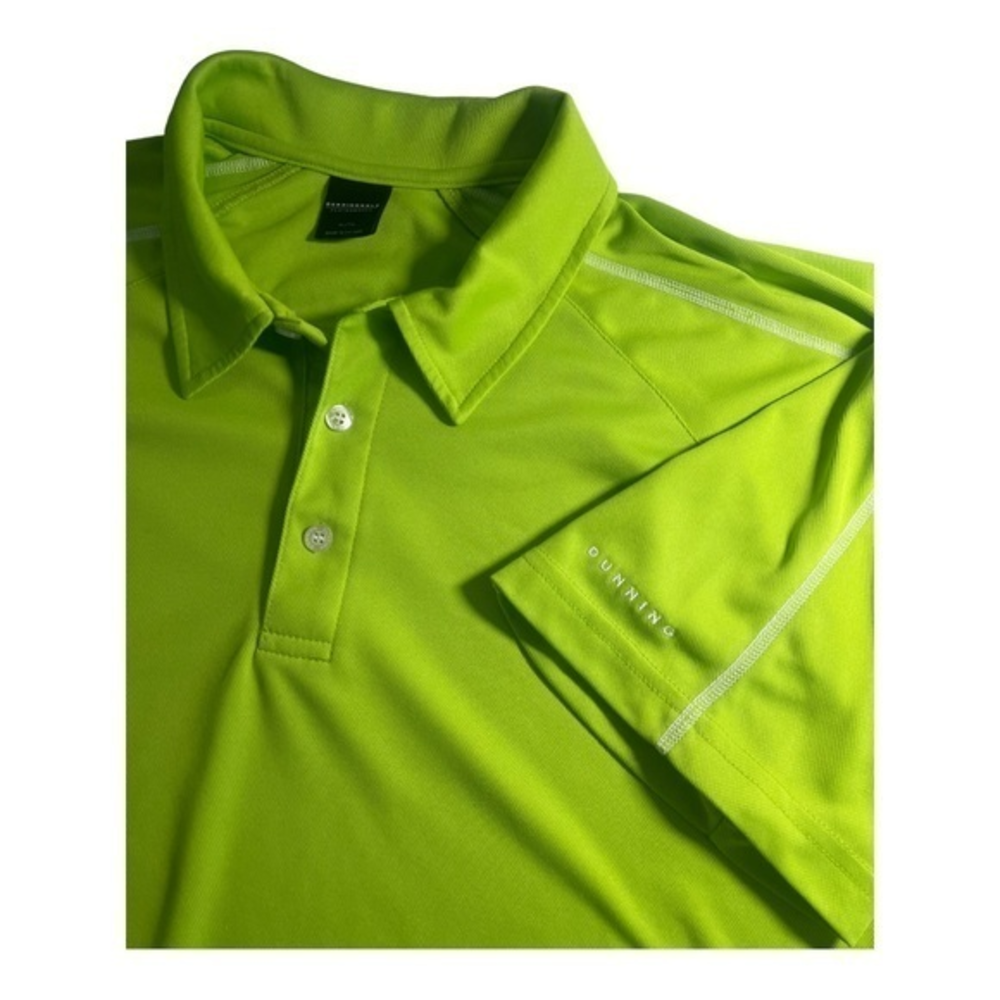 Dunning Golf Mens Polo XL‎ Lime Green Polyester Ebroidered Logo